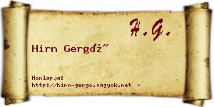 Hirn Gergő névjegykártya