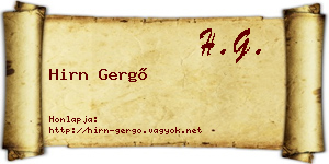 Hirn Gergő névjegykártya